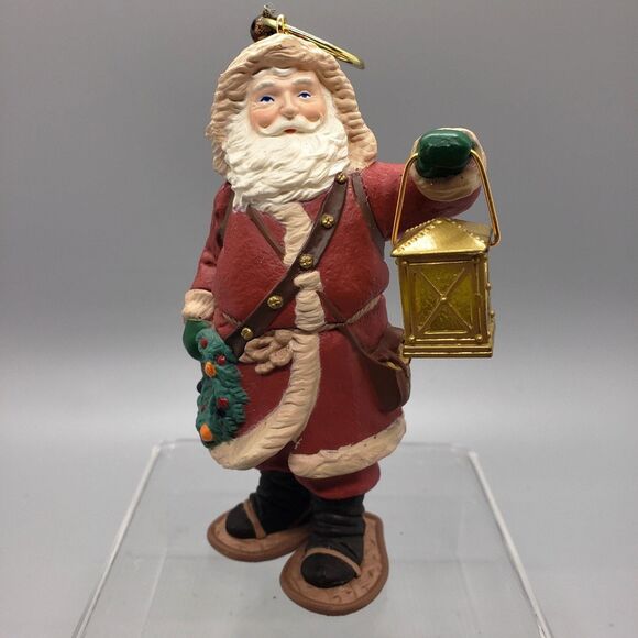 Set 3 Rustic Woodland Santa Ornaments Hallmark Christmas Collectors Folk Art - Picture 7 of 16